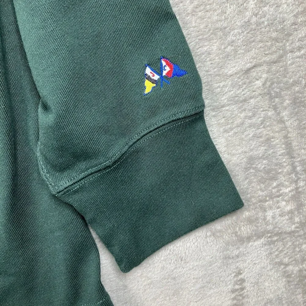 J Crew Rugby Polo Shirt Mens XL Green Long Sleeve Cotton Elbow Patch Preppy